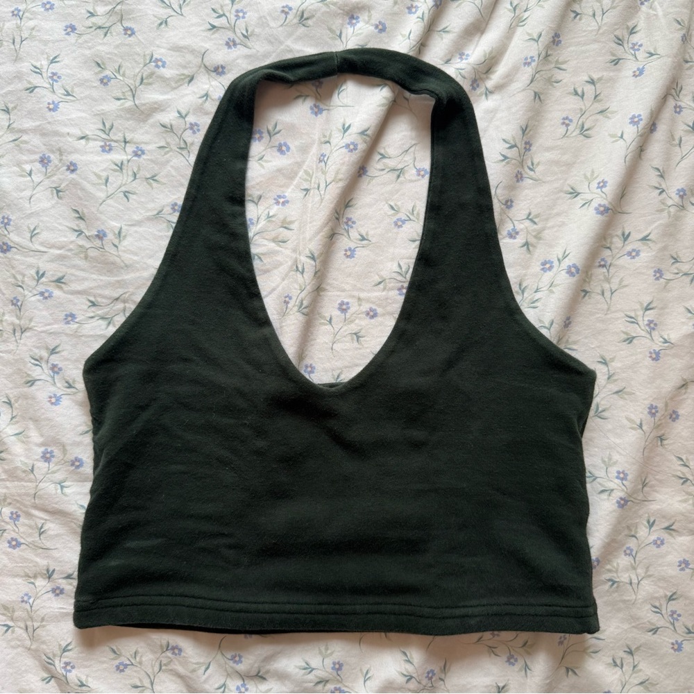 Brandy Melville Green Cropped Halter Top